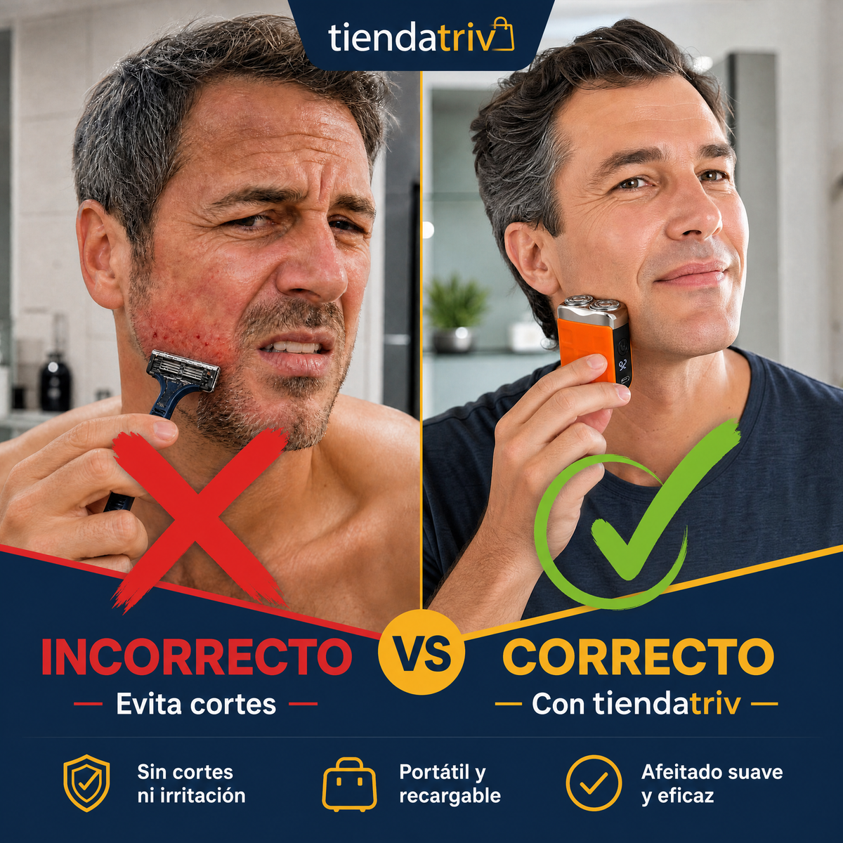 Afeitadora eléctrica portátil con doble cabezal